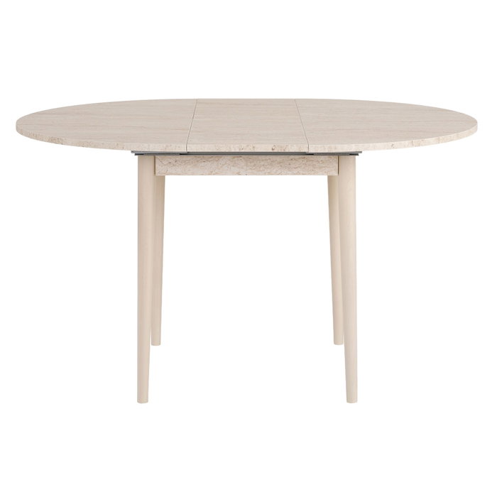 Hanah Home Mesa de Comedor Extensible Travertino y Roble, Tablero de Melamina 18mm, Patas de Madera, 100x100x75 cm (Extiende a 131 cm)